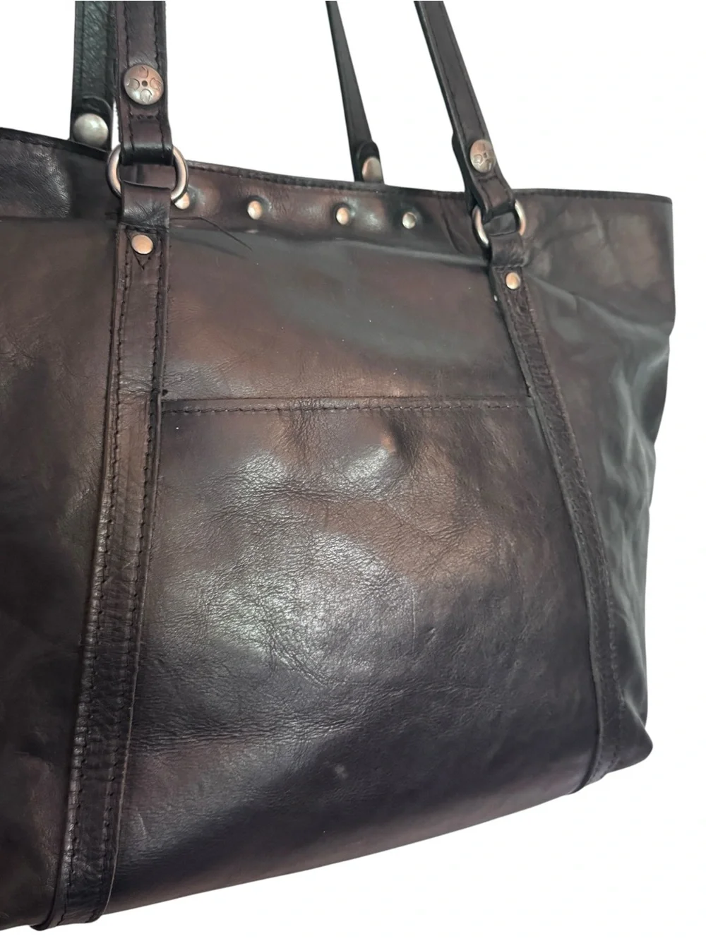 Patricia Nash Stud-Accented Leather Tote in black